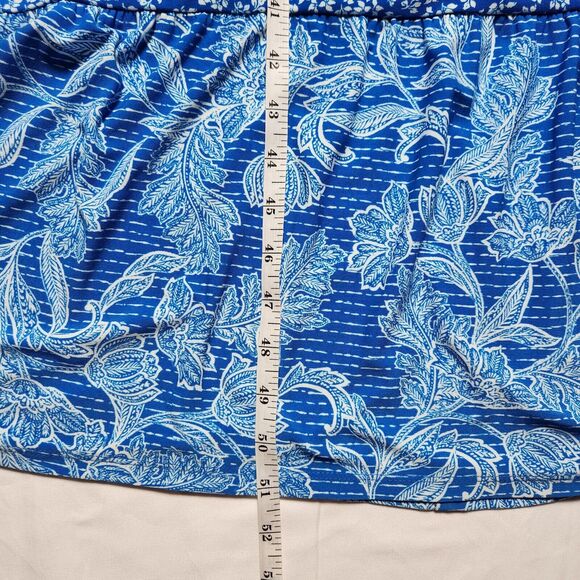 Lauren Ralph Lauren Womens 8 Short Sleeve V Neck Floral Midi Dress Blue White - Picture 9 of 9